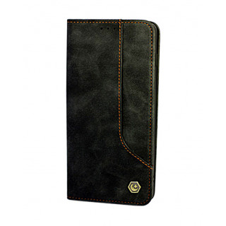 Черный кожаный премиум чехол-книжка для Samsung Galaxy S23 Plus с отделом для пластиковых карт