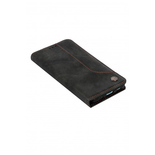 Фирменный кожаный черный кейс для Samsung Galaxy S20 (G980) с отделом для пластиковых карт