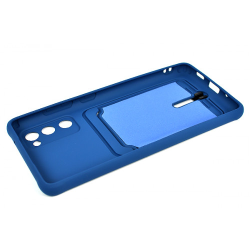 Защитный синий бампер Silicon Silky для Samsung Galaxy S20 FE (G780G) c отделом для пластиковых карт