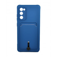 Силиконовый синий бампер Silicon Silky для Samsung Galaxy S20 FE (G780G) c отделом для пластиковых карт