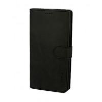 Черный премиум чехол-книжка для Samsung Galaxy S22 Ultra с отделом для пластиковых карт