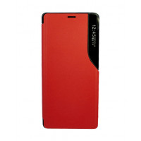 Кожаный чехол Clear View Standing для Samsung Galaxy S22 Ultra красный
