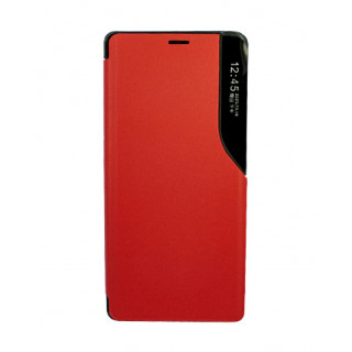 Кожаный чехол Clear View Standing для Samsung Galaxy S22 Ultra красный