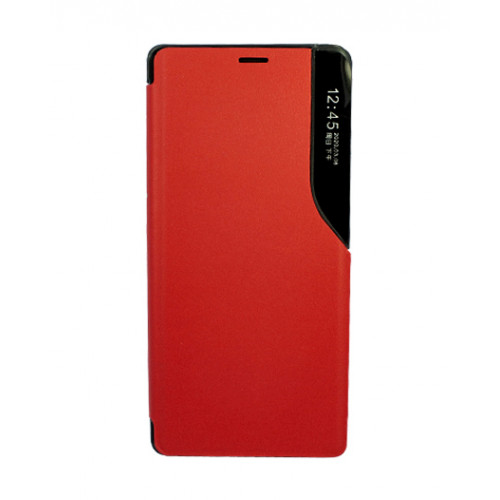 Кожаный чехол Clear View Standing для Samsung Galaxy S22 Ultra (SM-S908U) красный