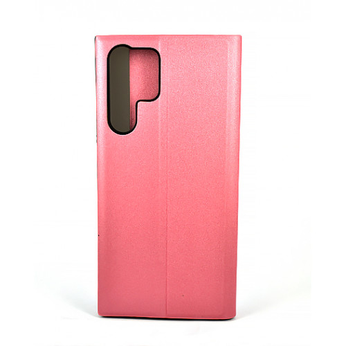Розовый чехол Clear View Standing для Samsung Galaxy S22 Ultra (SM-S908U) с интерактивной полосой