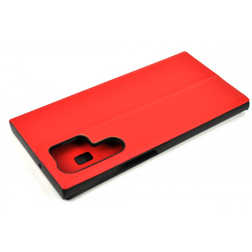 Красный чехол Clear View Standing для Samsung Galaxy S22 Ultra (SM-S908U) с интерактивной полосой