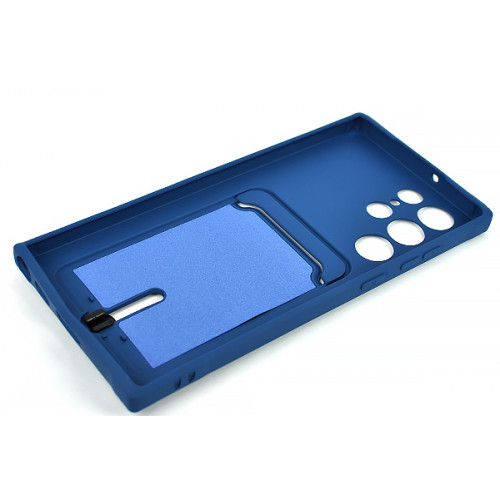 Защитный синий бампер Silicon Silky для Samsung Galaxy S22 Ultra (SM-S908U) c отделом для пластиковых карт