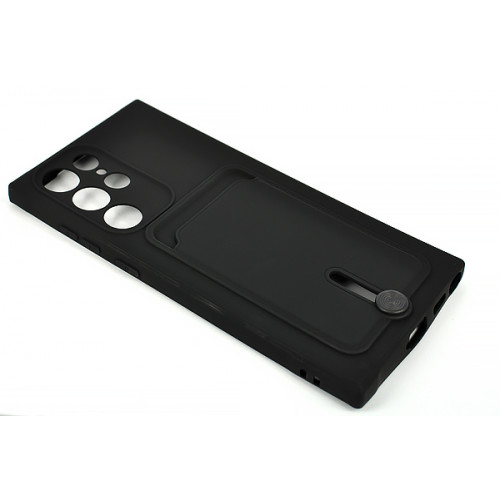 Защитный черный бампер Silicon Silky для Samsung Galaxy S22 Ultra (SM-S908U) c отделом для пластиковых карт