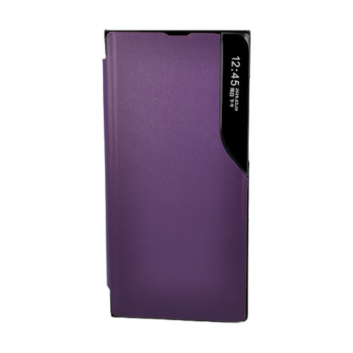 Кожаный чехол Clear View Standing для Samsung Galaxy S22 Ultra (SM-S908U) фиолетовый