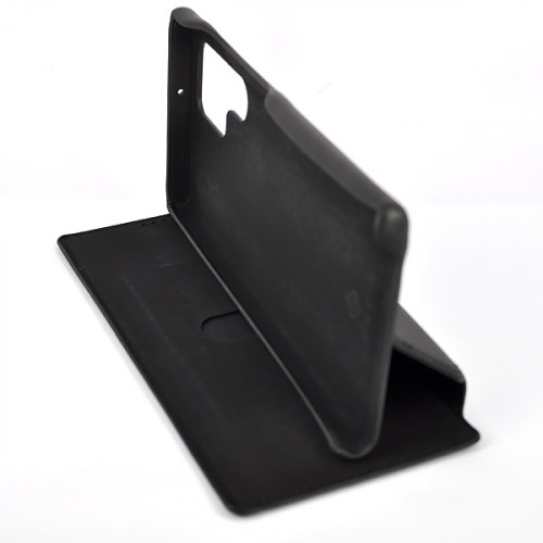 Черный кожаный премиум чехол-обложка для Samsung Galaxy S22 Ultra (SM-S908U) с отделом для пластиковых карт