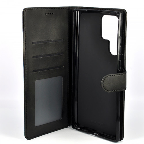 Черный премиум чехол-книжка для Samsung Galaxy S22 Ultra (SM-S908U) с отделом для пластиковых карт