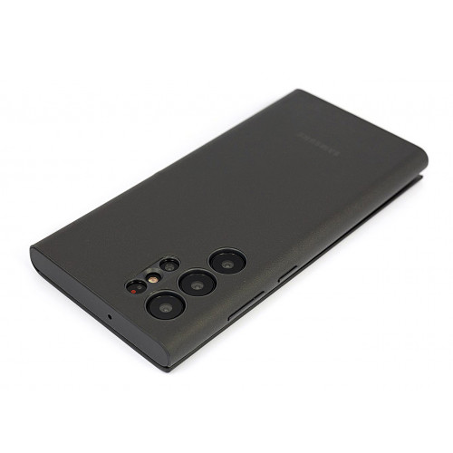 Кожаный премиум чехол-книжка для Samsung Galaxy S22 Ultra с отделом для пластиковых карт черный