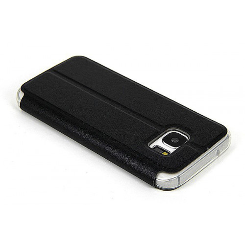 Черный фирменный чехол Cover Open с магнитной полоской для приема вызова на Samsung Galaxy S7