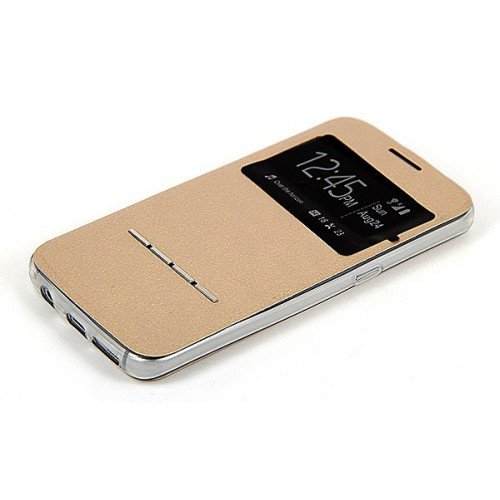Золотой фирменный чехол Cover Open с магнитной полоской для приема вызова для Samsung Galaxy S7