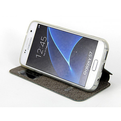Синий фирменный чехол Cover Open с магнитной полоской для приема вызова для Samsung Galaxy S7