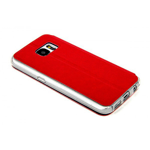 Ярко-розовый фирменный чехол Cover Open с магнитной полоской для приема вызова для Samsung Galaxy S7