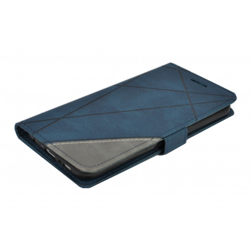 Синий кожаный чехол-книжка для Samsung Galaxy S7 с отделом для пластиковых карт 