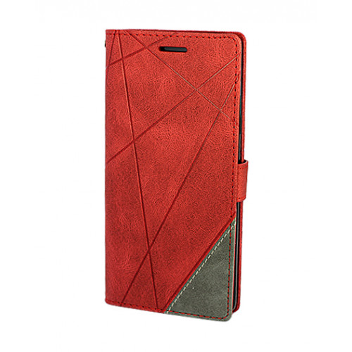 Красный кожаный чехол-книжка для Samsung Galaxy S7 с отделом для пластиковых карт 