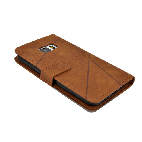Коричневый кожаный чехол-книжка для Samsung Galaxy S7 с отделом для пластиковых карт 