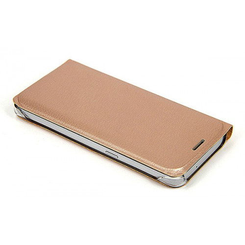 Кожаный фирменный чехол Flip Wallet для Samsung Galaxy S7 золотого цвета с отделом для пластиковых карт