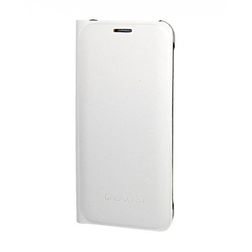 Кожаный фирменный чехол Flip Wallet для Samsung Galaxy S7 белого цвета с отделом для пластиковых карт
