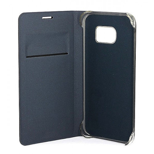 Кожаный фирменный чехол Flip Wallet для Samsung Galaxy S7 синего цвета с отделом для пластиковых карт