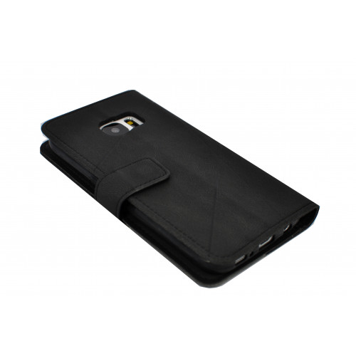 Черный кожаный чехол-книжка для Samsung Galaxy S7 с отделом для пластиковых карт